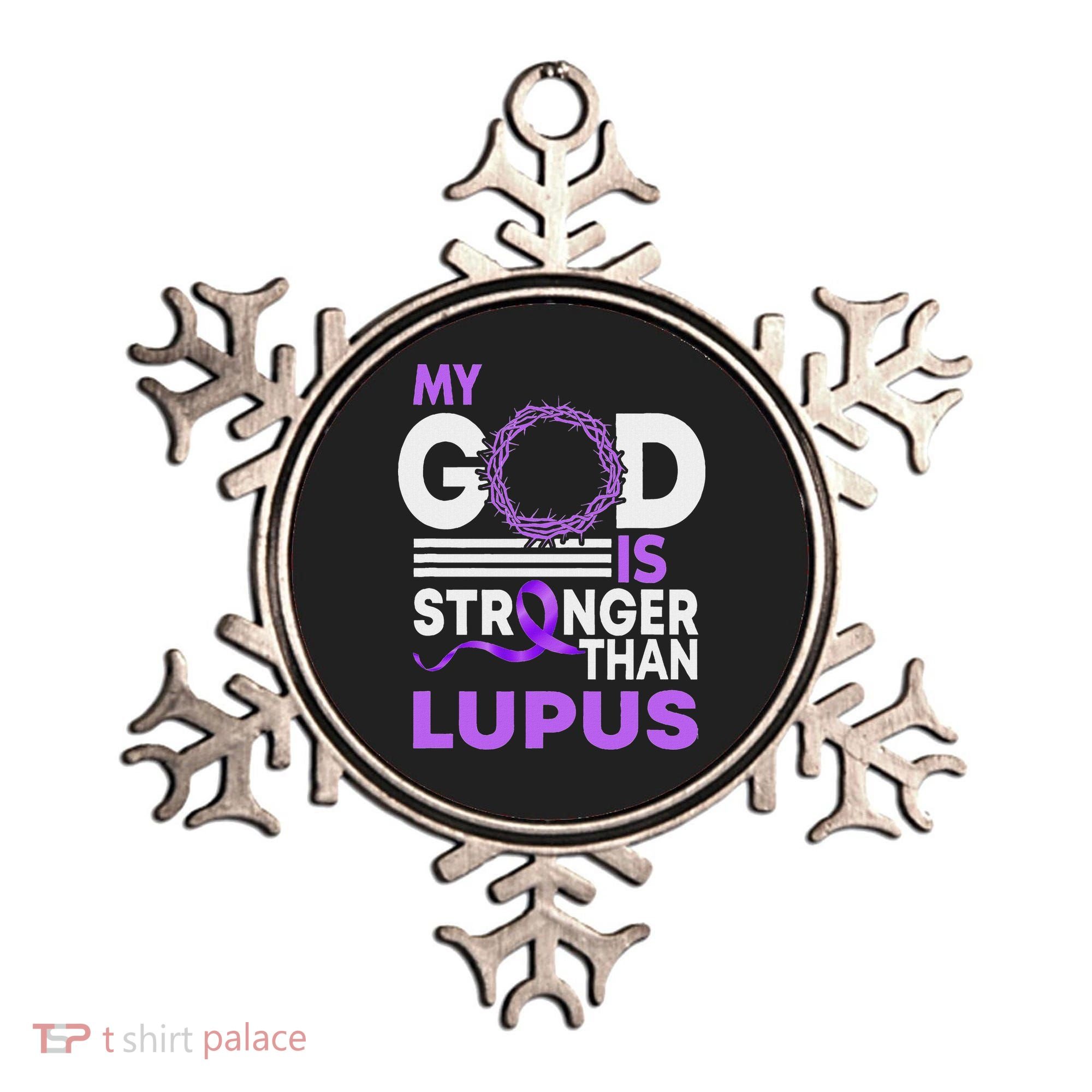 My God Is Stronger Than Lupus Awareness Ribbon Ornament