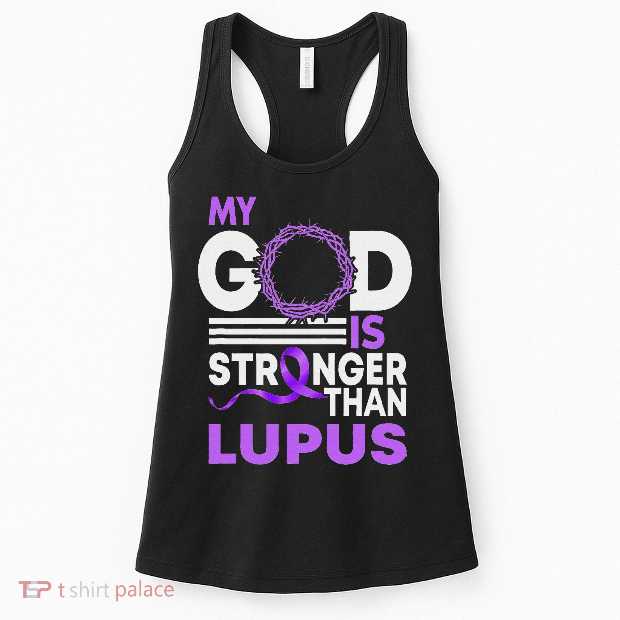 My God Is Stronger Than Lupus Awareness Ribbon Women's Tank Top