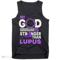 My God Is Stronger Than Lupus Awareness Ribbon Tank Top thumb 0