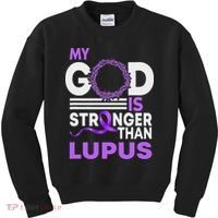 My God Is Stronger Than Lupus Awareness Ribbon Kids Sweatshirt thumb 0