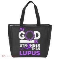 My God Is Stronger Than Lupus Awareness Ribbon Tote Bag thumb 0