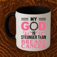My God Is Stronger Than Breast Cancer Coffee Mug thumb 2