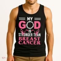 My God Is Stronger Than Breast Cancer Tank Top thumb 3