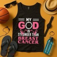 My God Is Stronger Than Breast Cancer Tank Top thumb 4
