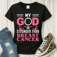 My God Is Stronger Than Breast Cancer Women's T-Shirt thumb 3