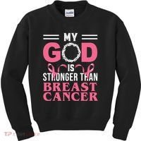 My God Is Stronger Than Breast Cancer Kids Sweatshirt thumb 0