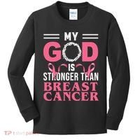 My God Is Stronger Than Breast Cancer Kids Long Sleeve Shirt thumb 0