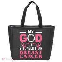 My God Is Stronger Than Breast Cancer Tote Bag thumb 0