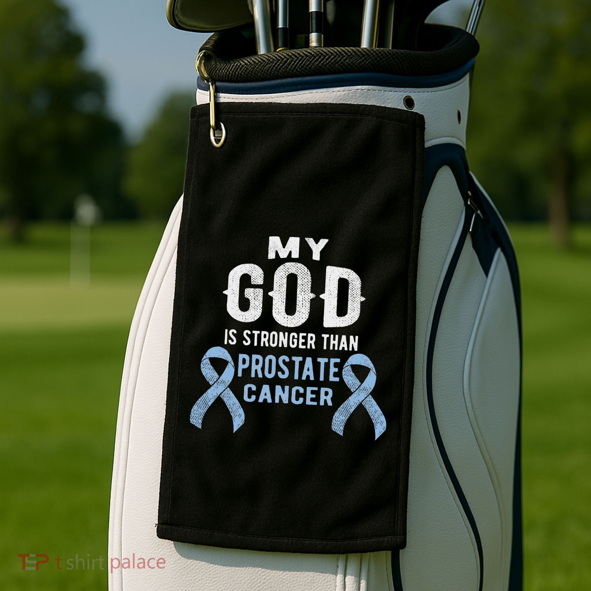 My God Is Stronger Than Prostate Cancer Survivor Christian Golf Towel