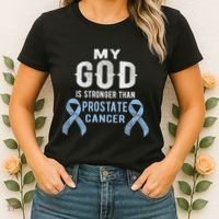 My God Is Stronger Than Prostate Cancer Survivor Christian Women's T-Shirt thumb 2