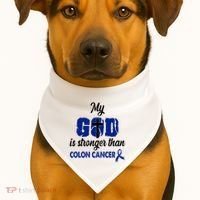 My God Is Stronger Than Colon Cancer USA-Made Doggie Bandana thumb 1