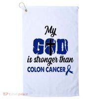My God Is Stronger Than Colon Cancer Golf Towel thumb 0