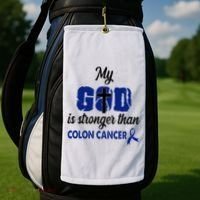 My God Is Stronger Than Colon Cancer Golf Towel thumb 2