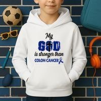 My God Is Stronger Than Colon Cancer Kids Hoodie thumb 2