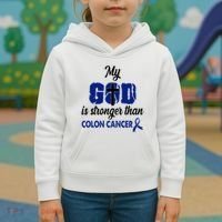 My God Is Stronger Than Colon Cancer Kids Hoodie thumb 3