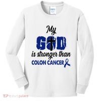 My God Is Stronger Than Colon Cancer Kids Long Sleeve Shirt thumb 0