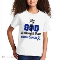 My God Is Stronger Than Colon Cancer Kids T-Shirt thumb 2