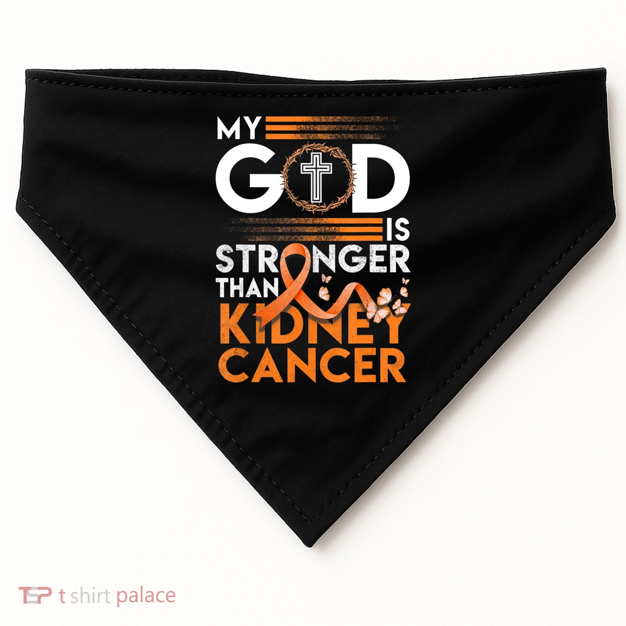 My God Is Stronger Than Kidney Cancer Awareness USA-Made Doggie Bandana