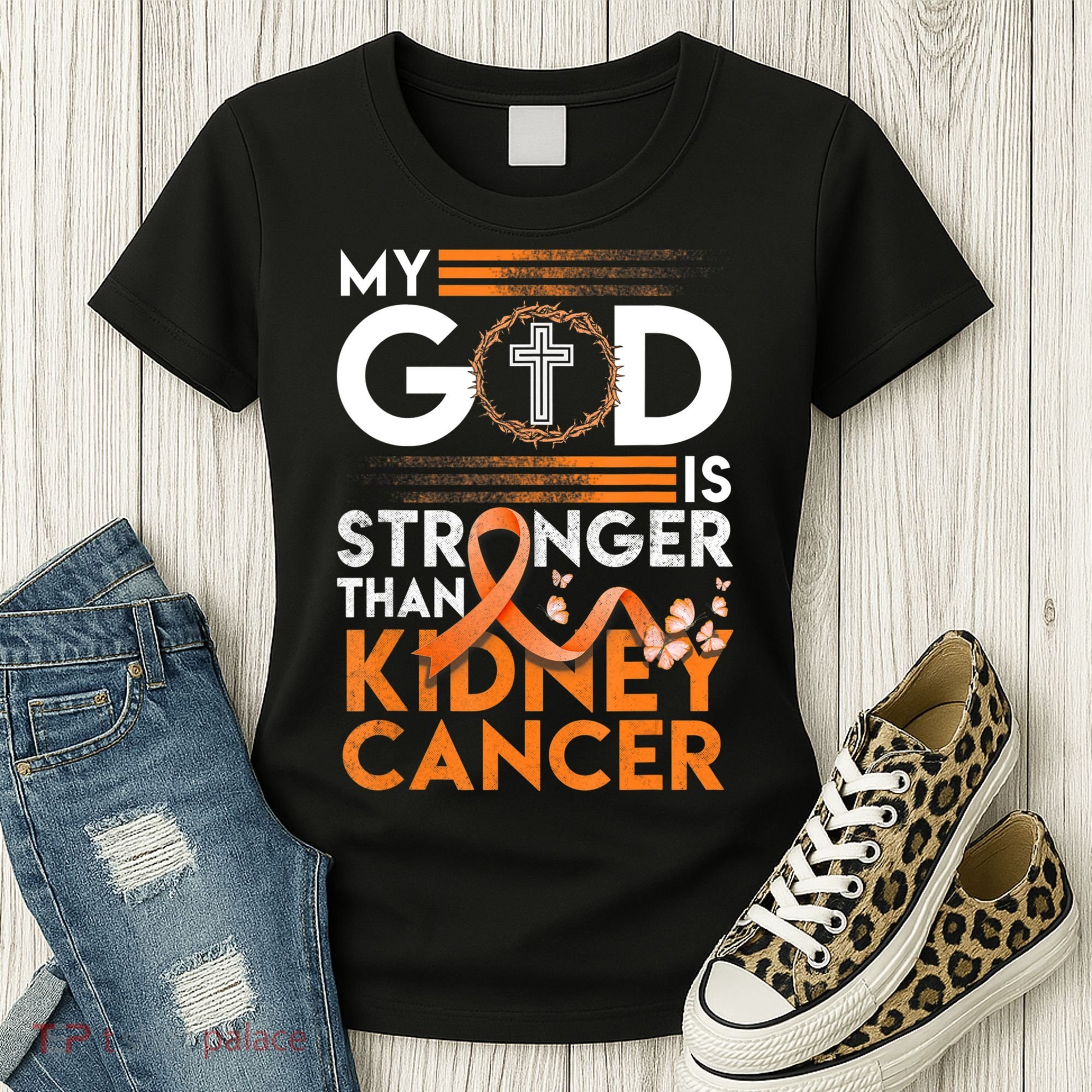 My God Is Stronger Than Kidney Cancer Awareness Women's T-Shirt