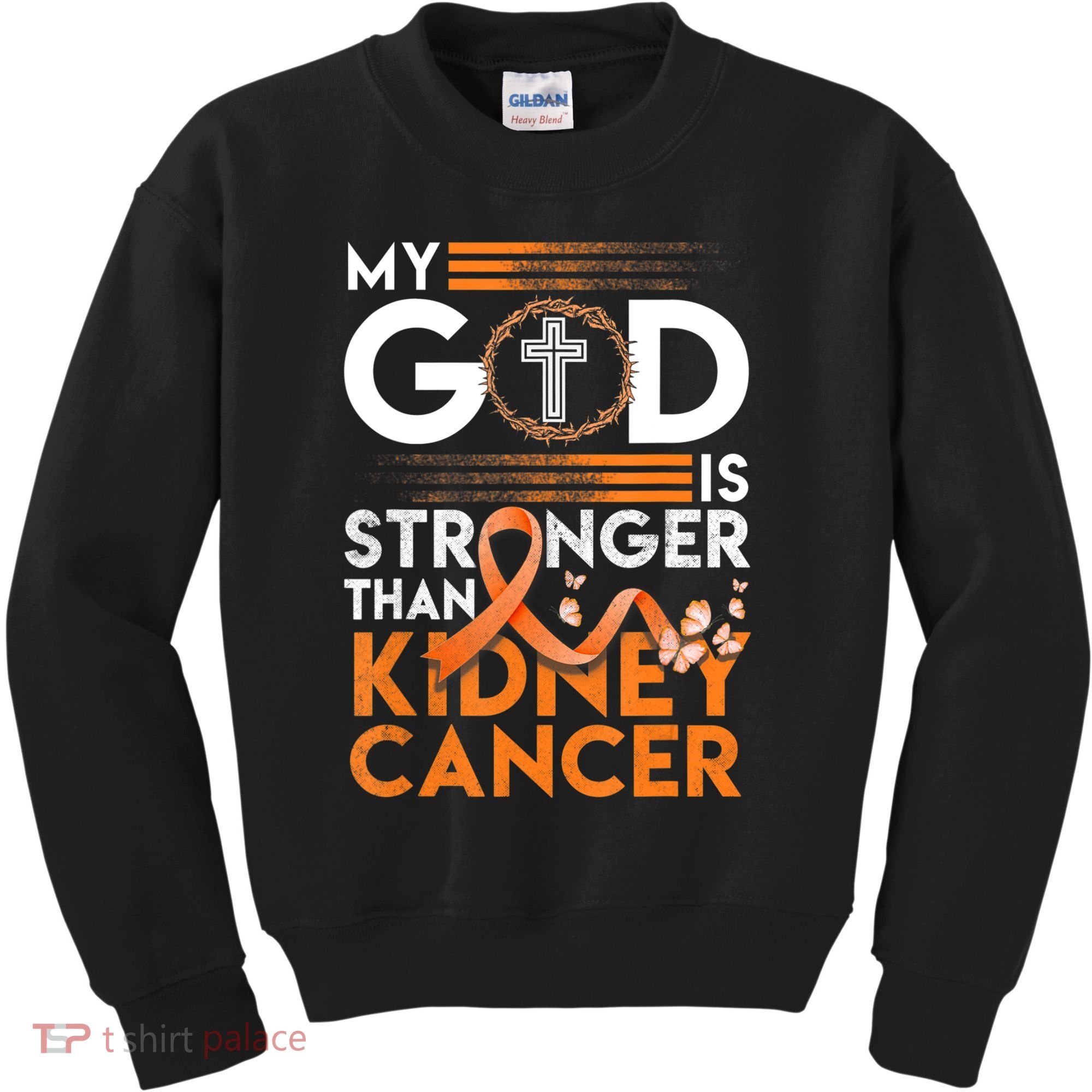 My God Is Stronger Than Kidney Cancer Awareness Kids Sweatshirt