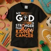 My God Is Stronger Than Kidney Cancer Awareness Kids T-Shirt thumb 3