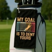 My Goal Is Deny Yours Funny Soccer Golf Towel thumb 2