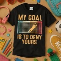 My Goal Is Deny Yours Funny Soccer Kids T-Shirt thumb 3