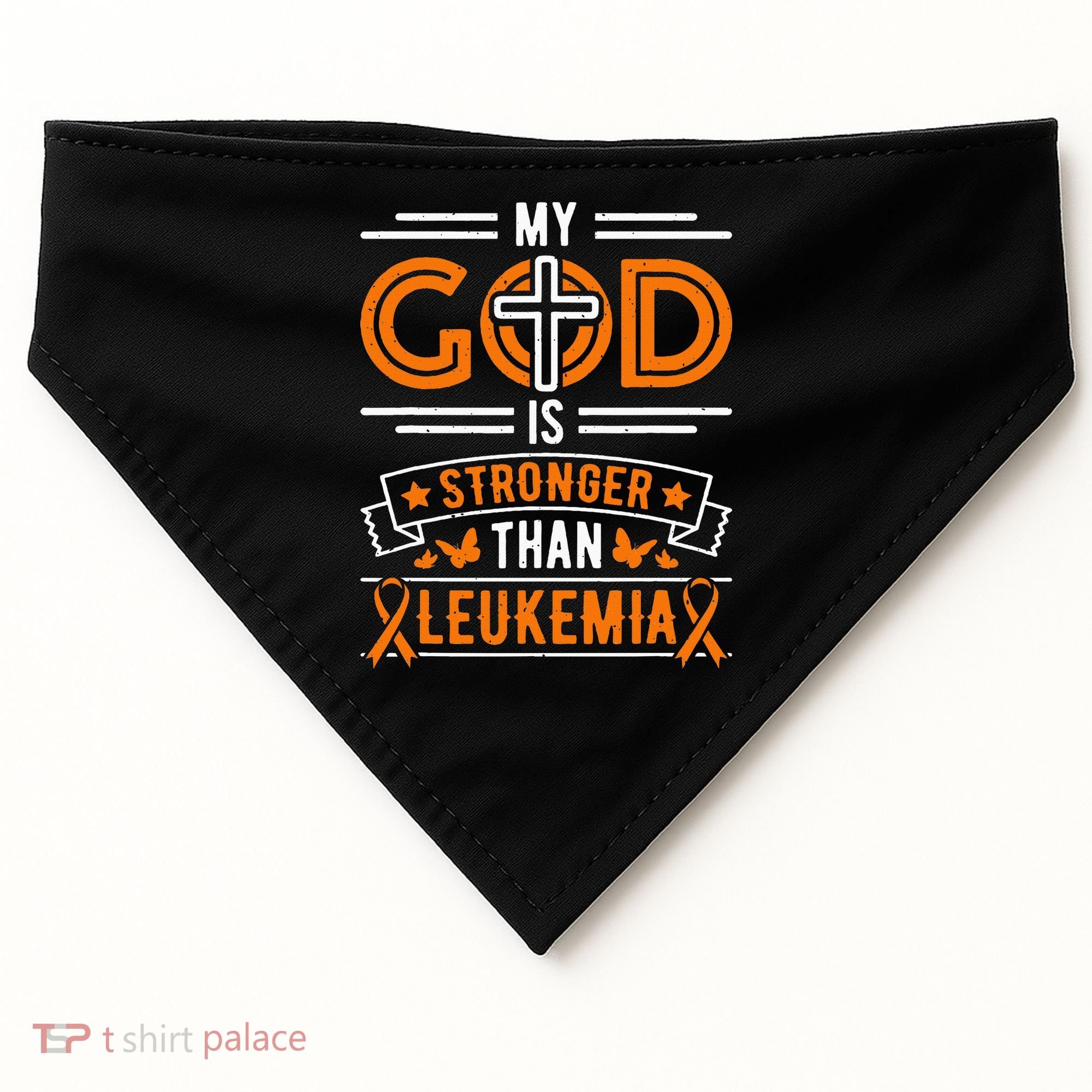 My God Is Stronger Than Leukemia Survivor USA-Made Doggie Bandana