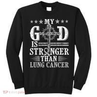 My God Is Stronger Than Lung Cancer Cross & Ribbon Sweatshirt thumb 0