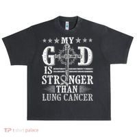 My God Is Stronger Than Lung Cancer Cross & Ribbon Urban Oversized Heavyweight T-Shirt thumb 0