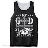 My God Is Stronger Than Lung Cancer Cross & Ribbon Mesh Reversible Basketball Jersey Tank thumb 0