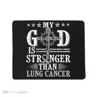 My God Is Stronger Than Lung Cancer Cross & Ribbon Mousepad thumb 0