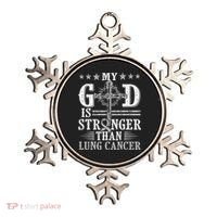 My God Is Stronger Than Lung Cancer Cross & Ribbon Ornament thumb 0