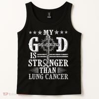 My God Is Stronger Than Lung Cancer Cross & Ribbon Tank Top thumb 2