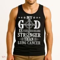 My God Is Stronger Than Lung Cancer Cross & Ribbon Tank Top thumb 3