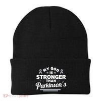 My God Is Stronger Than ParkinsonS Disease Faith Ribbon Beanie thumb 0