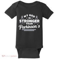 My God Is Stronger Than ParkinsonS Disease Faith Ribbon Baby Bodysuit thumb 0