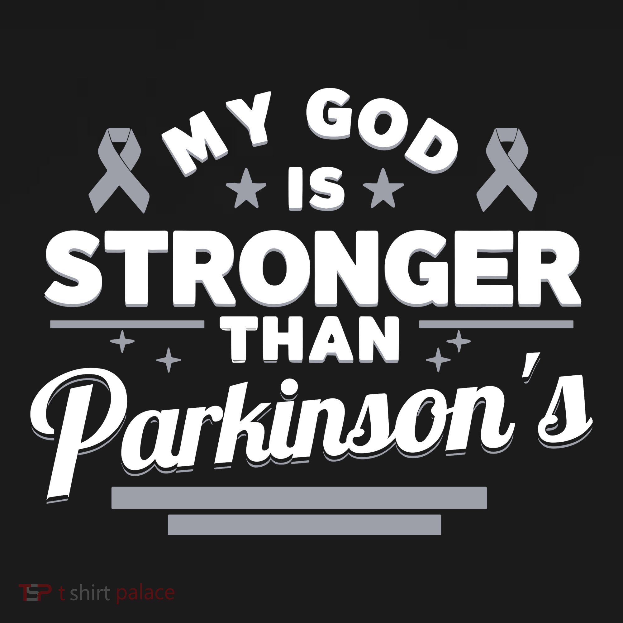 My God Is Stronger Than ParkinsonS Disease Faith Ribbon Baby Bodysuit
