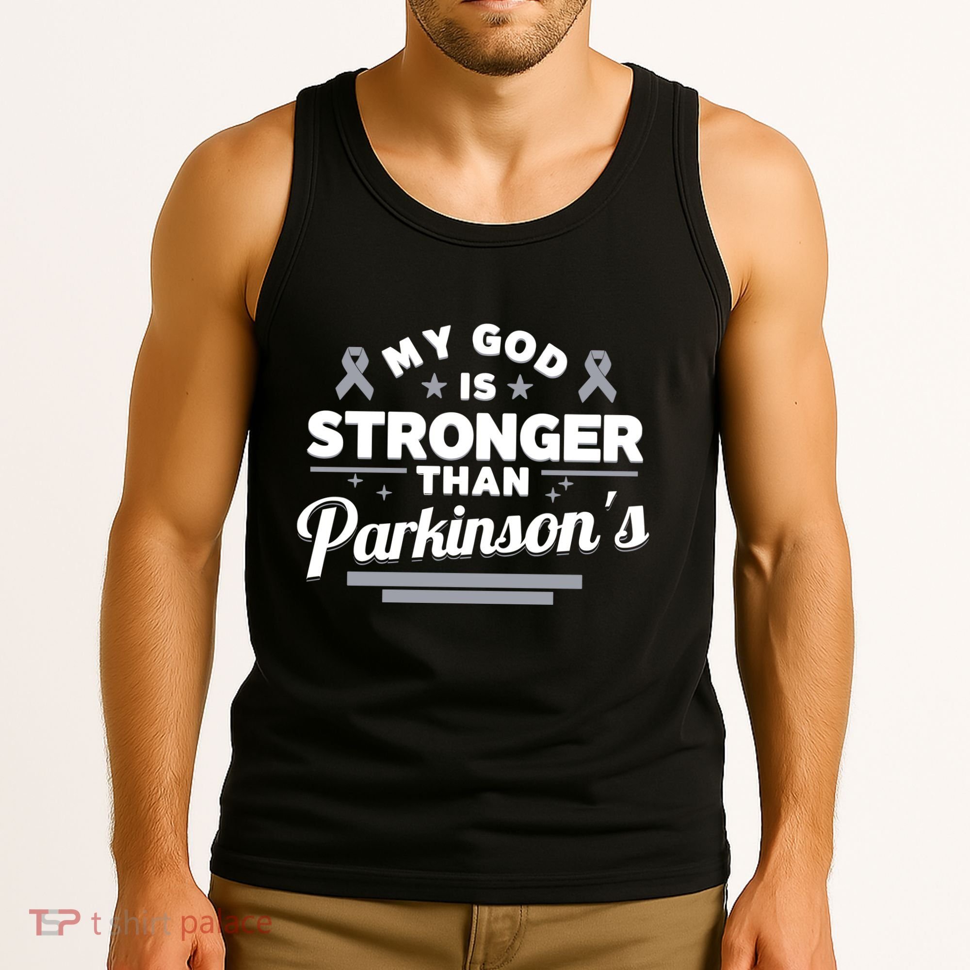 My God Is Stronger Than ParkinsonS Disease Faith Ribbon Tank Top