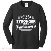 My God Is Stronger Than ParkinsonS Disease Faith Ribbon Kids Long Sleeve Shirt thumb 0
