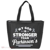 My God Is Stronger Than ParkinsonS Disease Faith Ribbon Tote Bag thumb 0
