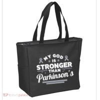 My God Is Stronger Than ParkinsonS Disease Faith Ribbon Tote Bag thumb 2