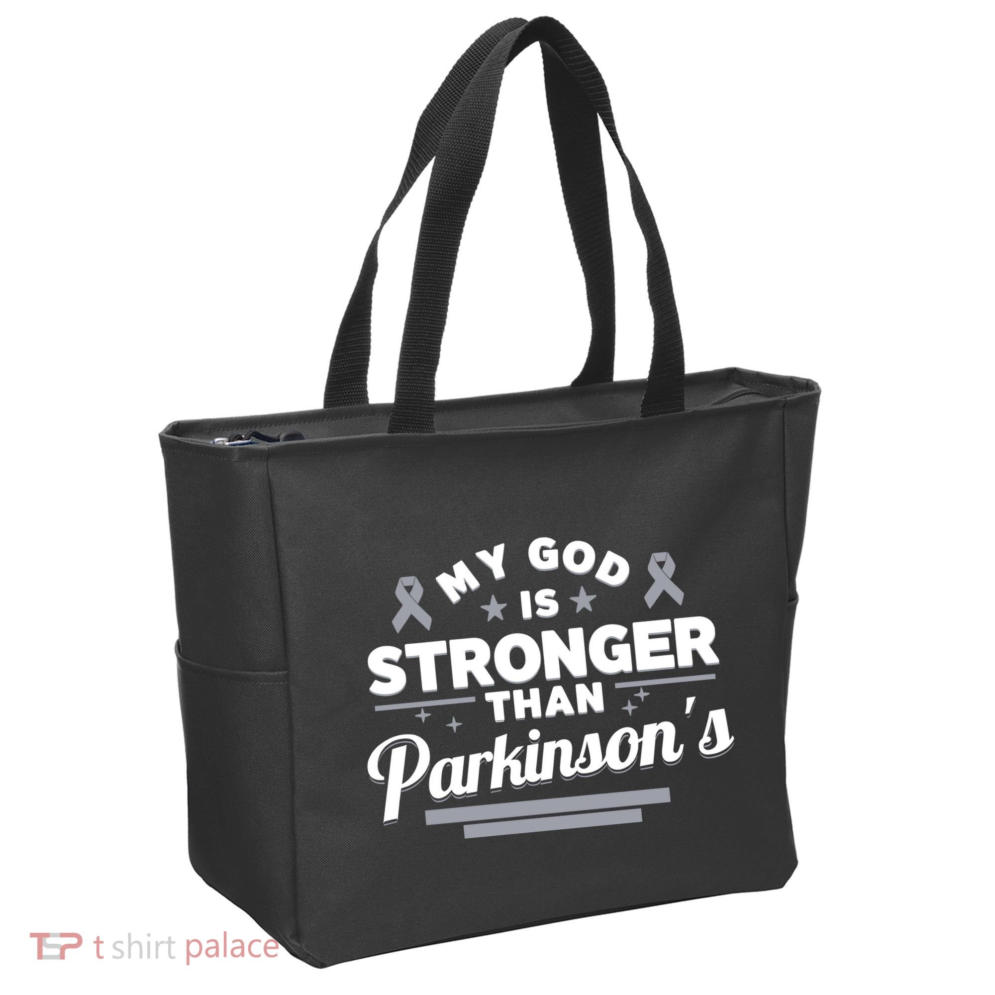 My God Is Stronger Than ParkinsonS Disease Faith Ribbon Tote Bag