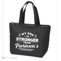 My God Is Stronger Than ParkinsonS Disease Faith Ribbon Tote Bag thumb 3