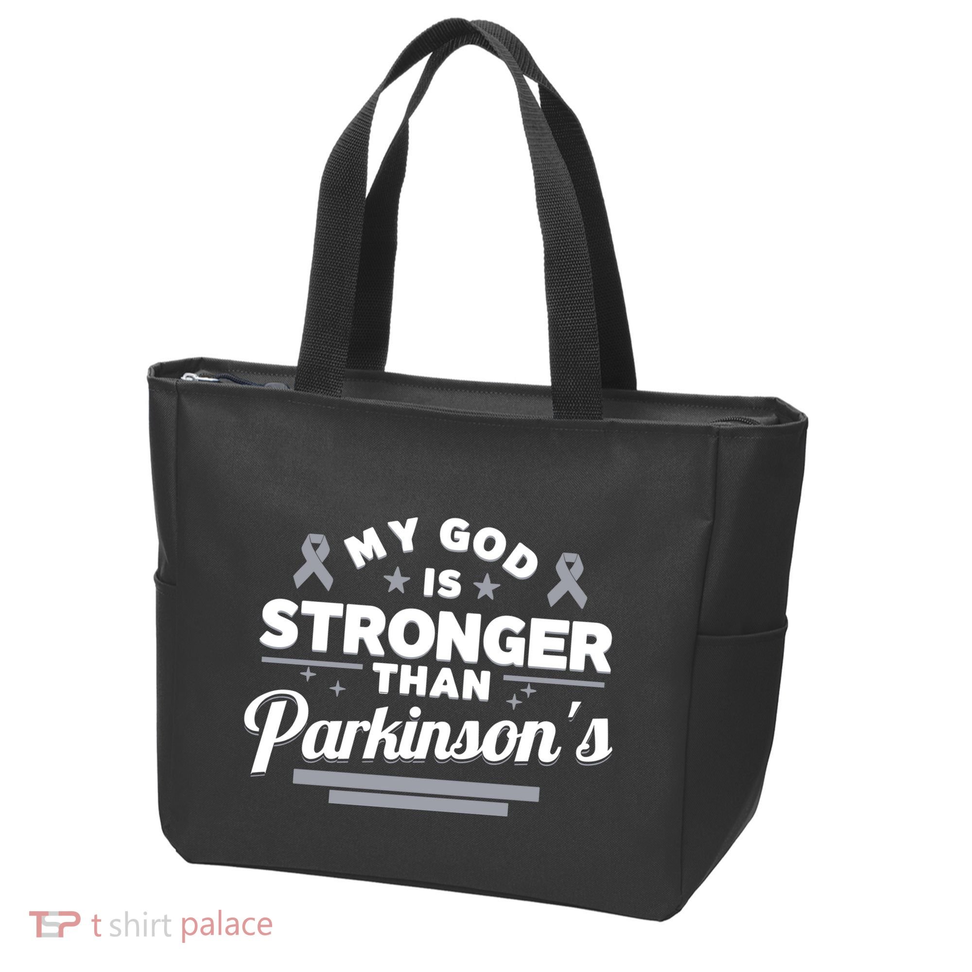 My God Is Stronger Than ParkinsonS Disease Faith Ribbon Tote Bag
