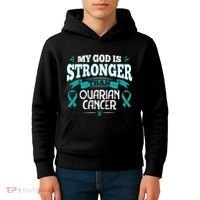 My God Is Stronger Than Ouarian Cancer Kids Hoodie thumb 4