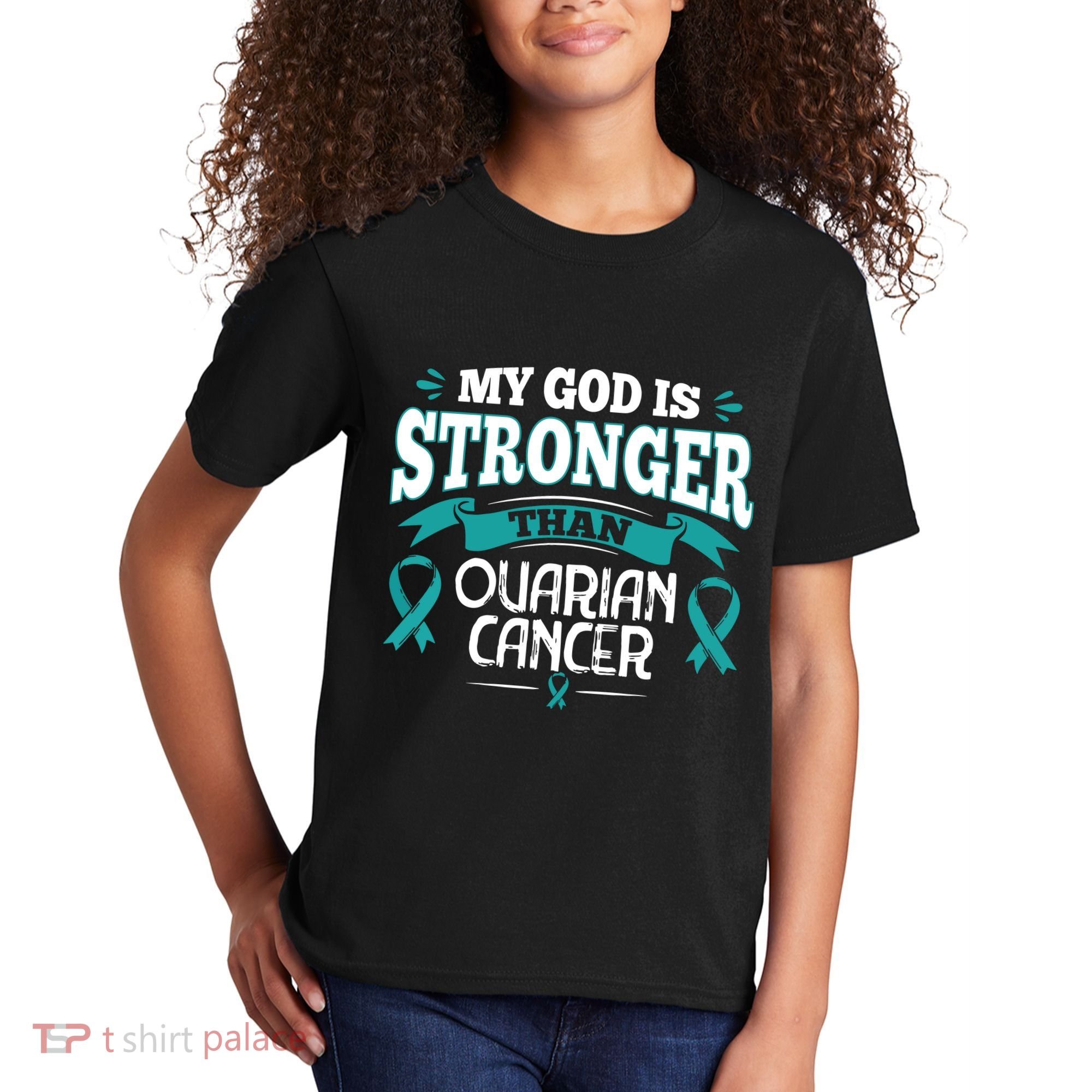 My God Is Stronger Than Ouarian Cancer Kids T-Shirt