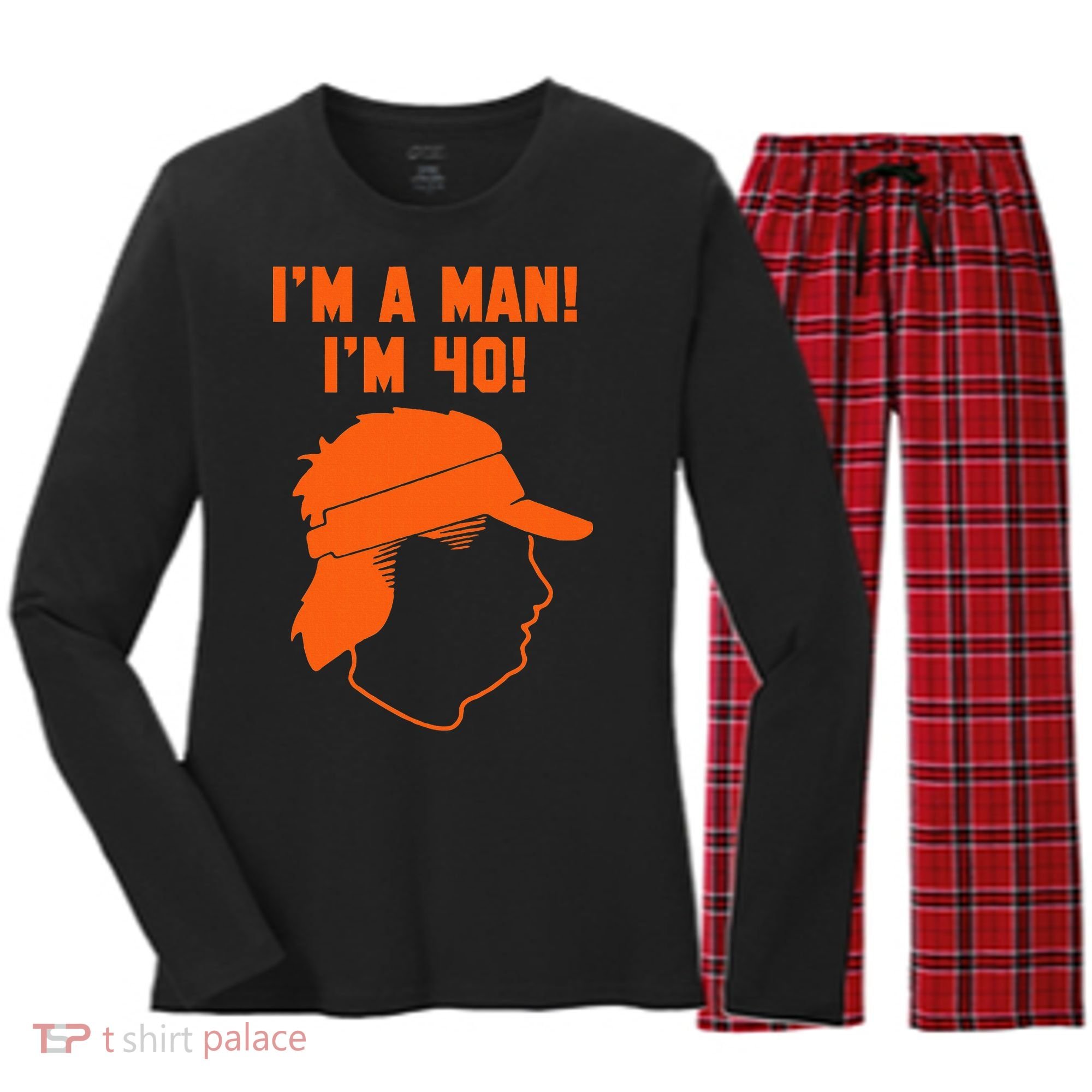 Mike Gundy IM A Man! IM 40! Women's Long Sleeve Flannel Pajama Set 