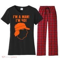 Mike Gundy IM A Man! IM 40! Women's Flannel Pajama Set thumb 0
