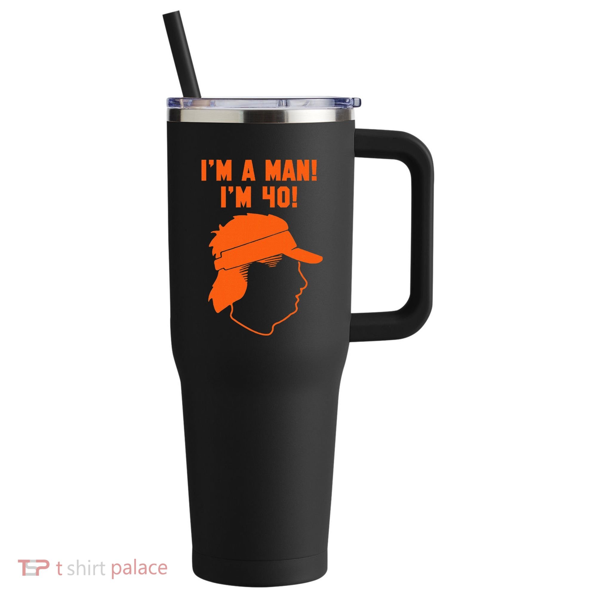 Mike Gundy IM A Man! IM 40! 40oz Vacuum Insulated Stainless Steel Travel Tumbler